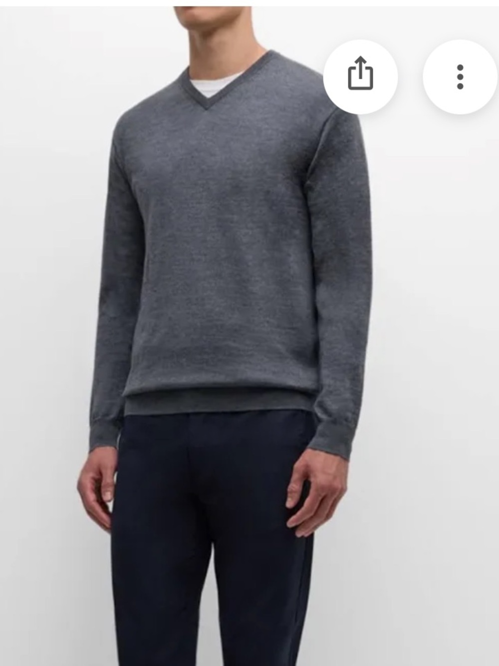 Peter Millar Charcoal Gray Autumn Crest V-Neck Sweater ME0S02 M Merino Wool NWT - Picture 2 of 4